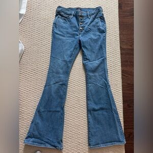 J. Crew Medium Blue High-Waist Flare Jeans